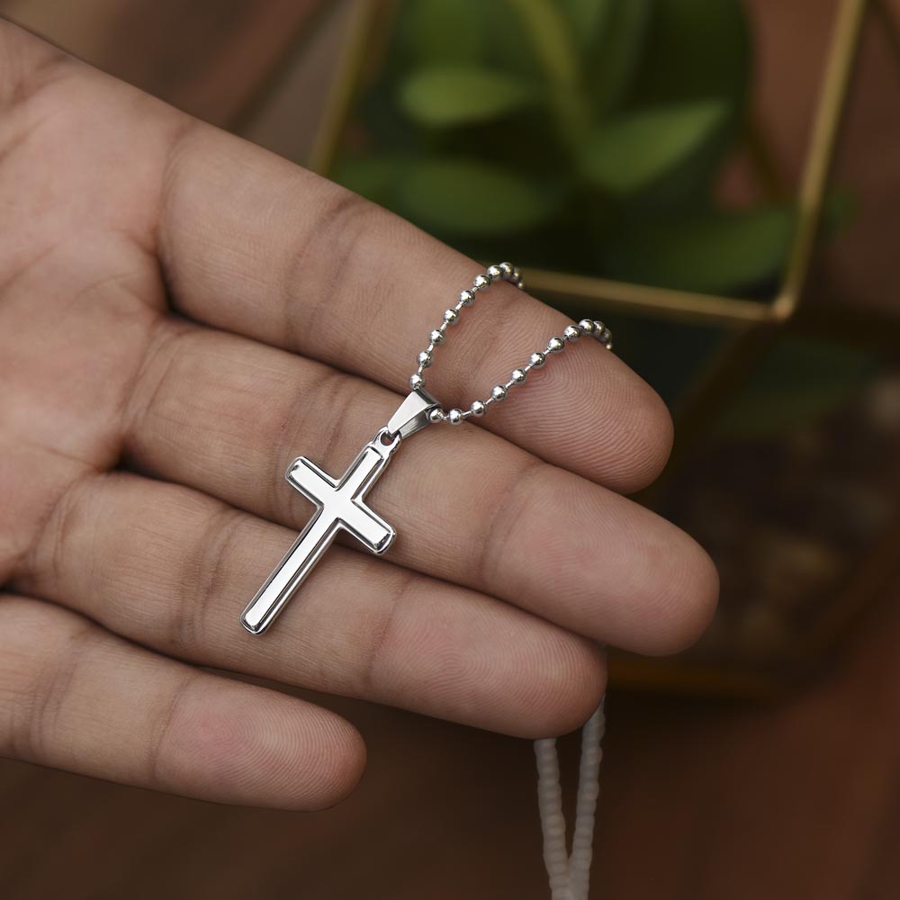 To My Husband - Christmas Artisan Cross Necklace