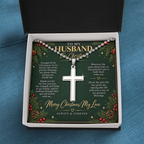 To My Husband - Christmas Artisan Cross Necklace