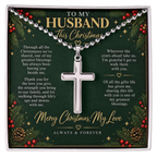 To My Husband - Christmas Artisan Cross Necklace