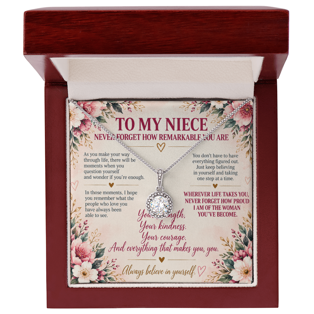 To My Niece - Never Forget How Remarkable You Are Eternal Hope Necklace