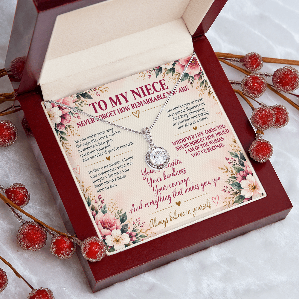 To My Niece - Never Forget How Remarkable You Are Eternal Hope Necklace