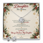 To My Daughter - Christmas Love Knot Necklace & Earring Set