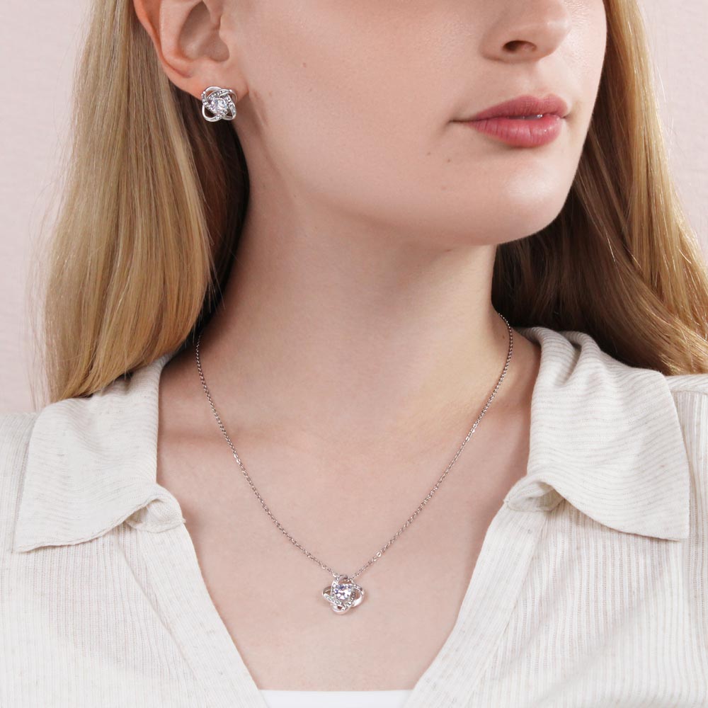 To My Daughter - Christmas Love Knot Necklace & Earring Set