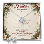 To My Daughter - Christmas Love Knot Necklace & Earring Set