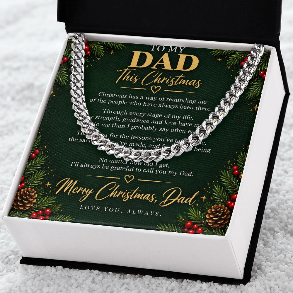 To My Dad - Christmas Cuban Link Chain