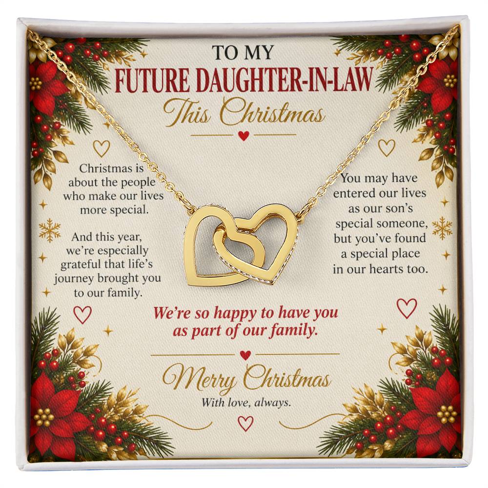 To My Future Daughter-in-Law - Christmas Interlocking Hearts Necklace