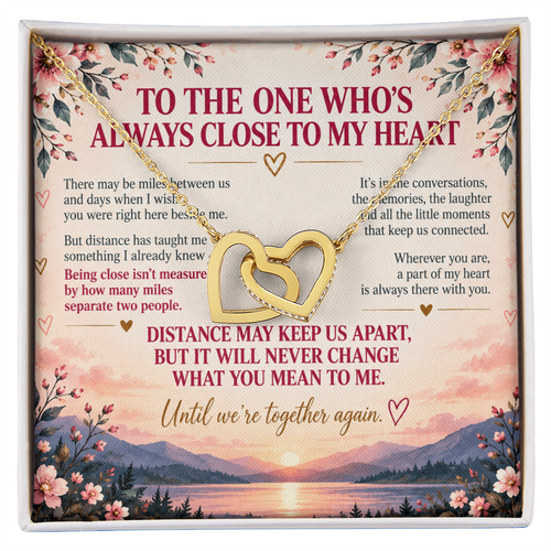 Always Close To My Heart - Long Distance Interlocking Hearts Necklace