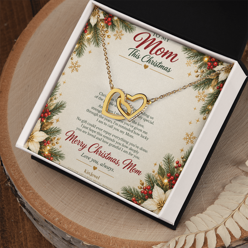 To My Mom - Christmas Interlocking Hearts Necklace