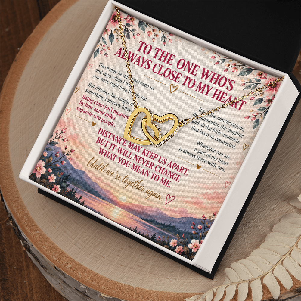 Always Close To My Heart - Long Distance Interlocking Hearts Necklace