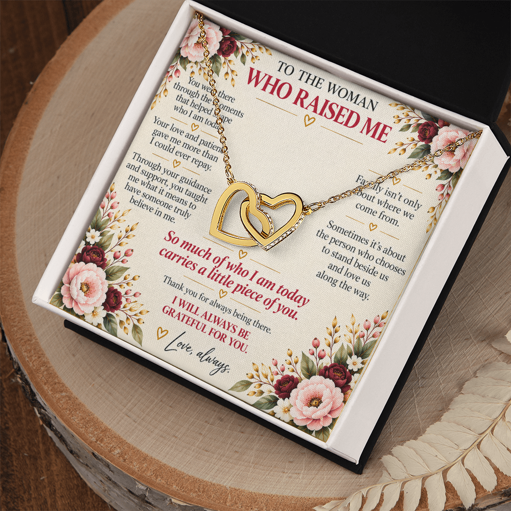 To The Woman Who Raised Me - Interlocking Hearts Necklace