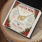 To a Very Special Foster Mom - Christmas Interlocking Hearts Necklace