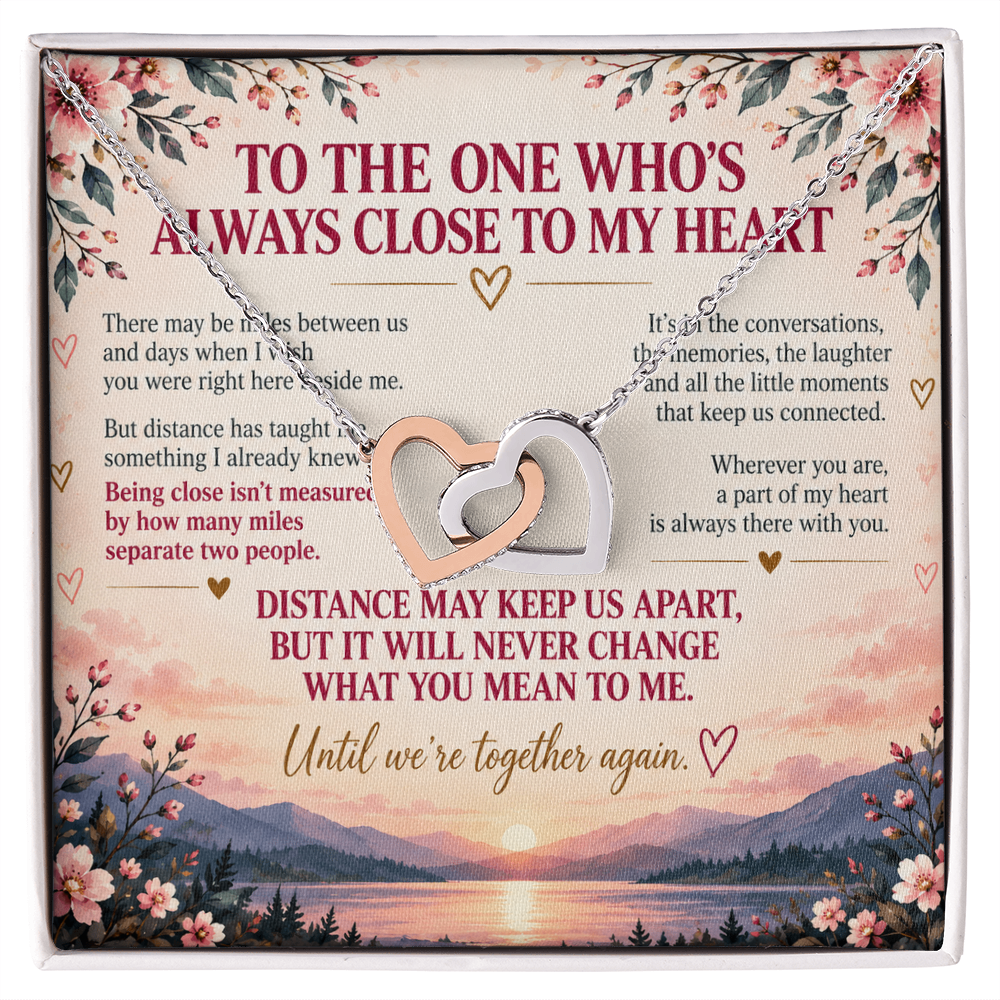 Always Close To My Heart - Long Distance Interlocking Hearts Necklace