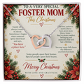 To a Very Special Foster Mom - Christmas Interlocking Hearts Necklace