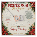 To a Very Special Foster Mom - Christmas Interlocking Hearts Necklace