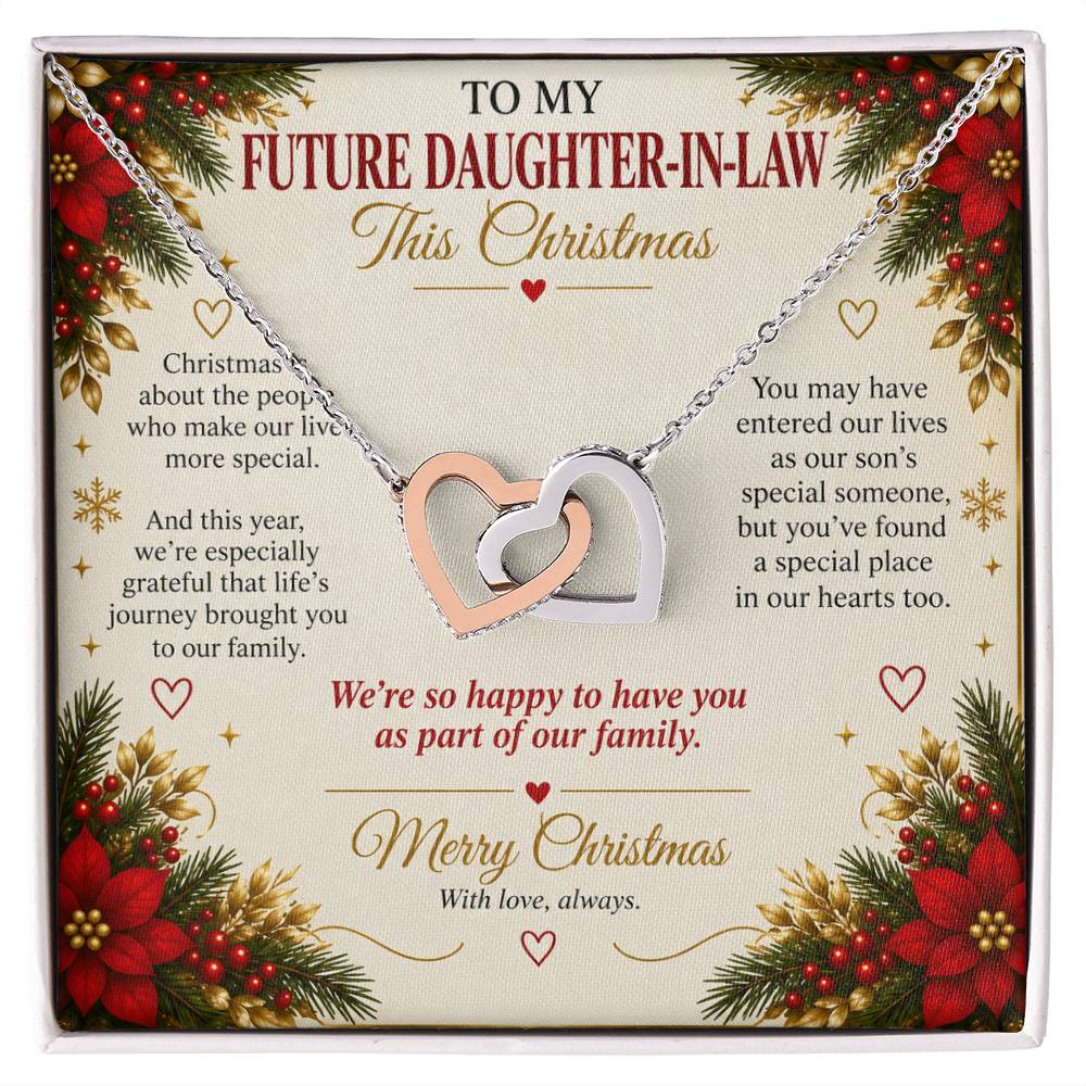 To My Future Daughter-in-Law - Christmas Interlocking Hearts Necklace