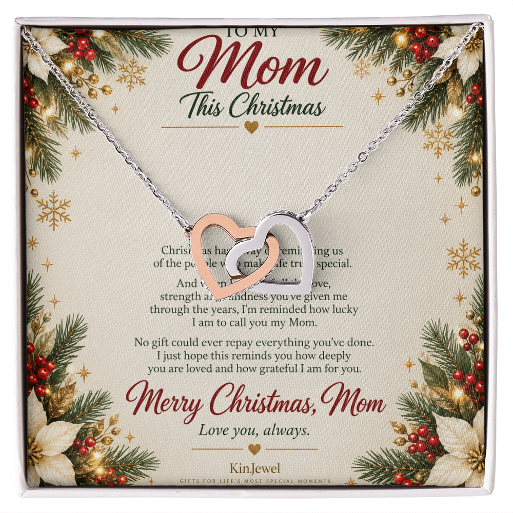 To My Mom - Christmas Interlocking Hearts Necklace