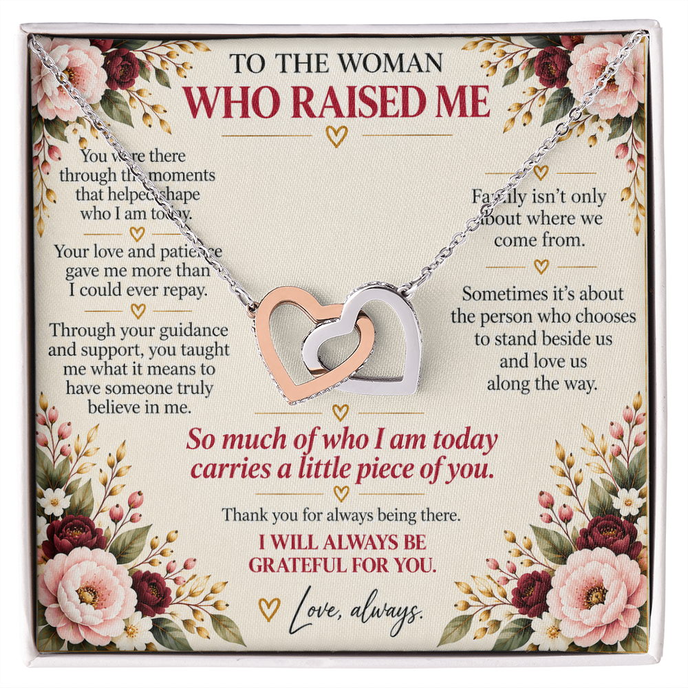 To The Woman Who Raised Me - Interlocking Hearts Necklace