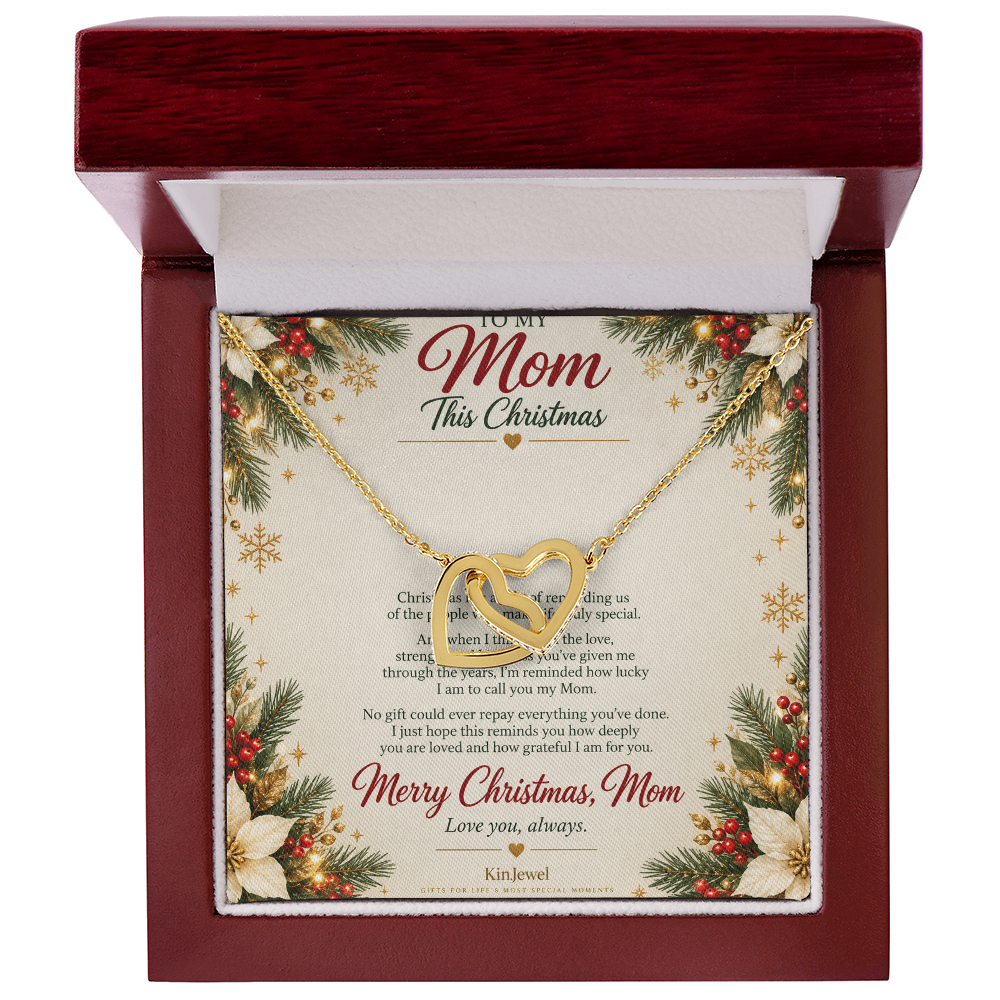 To My Mom - Christmas Interlocking Hearts Necklace