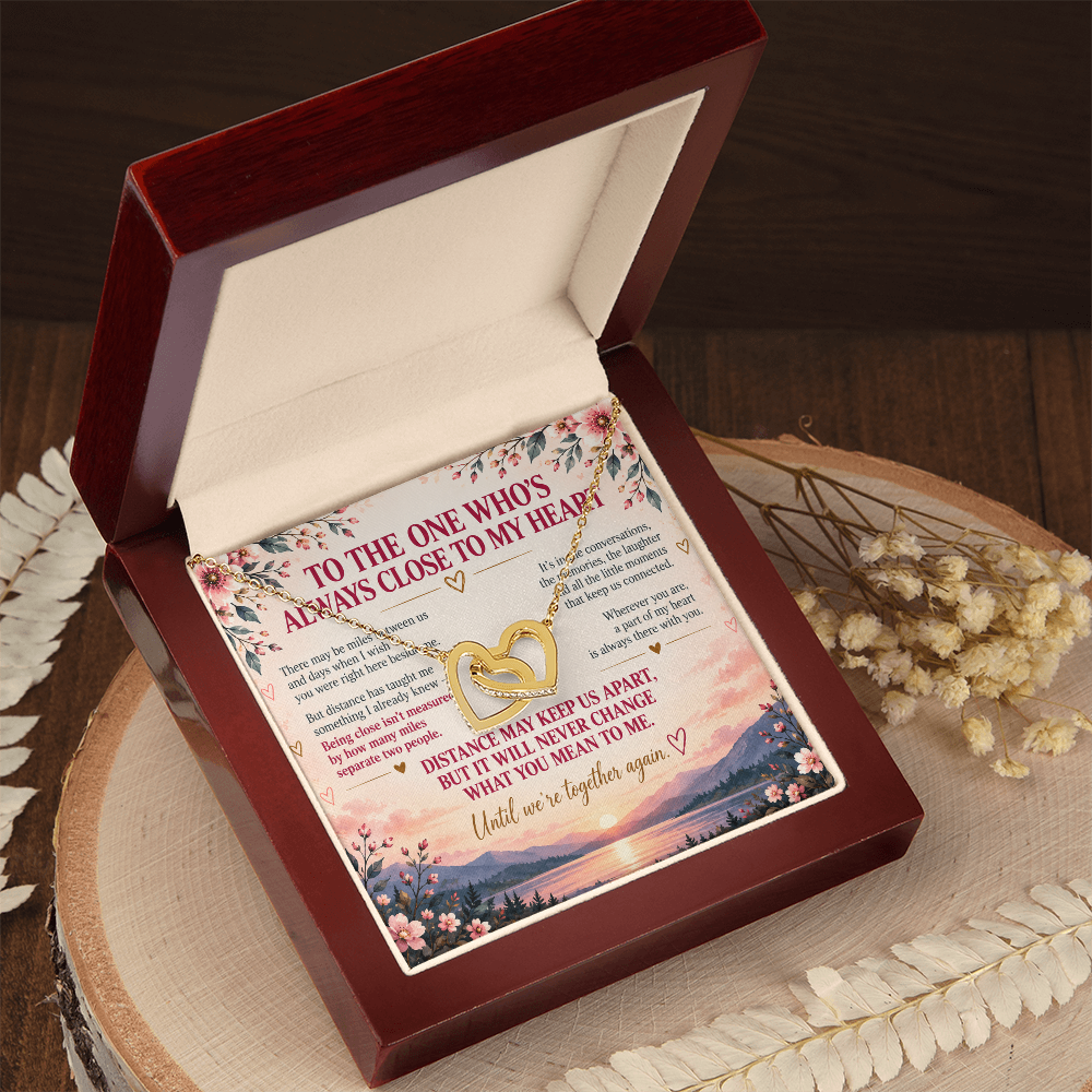 Always Close To My Heart - Long Distance Interlocking Hearts Necklace