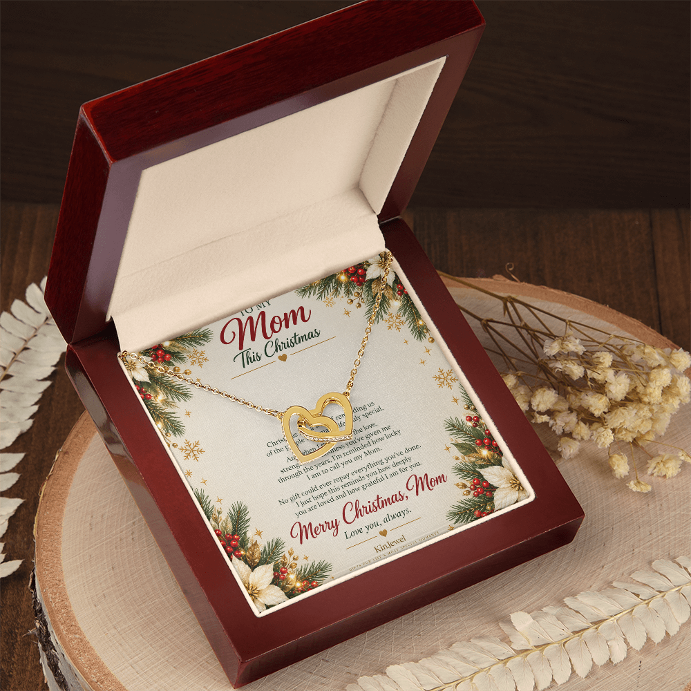 To My Mom - Christmas Interlocking Hearts Necklace