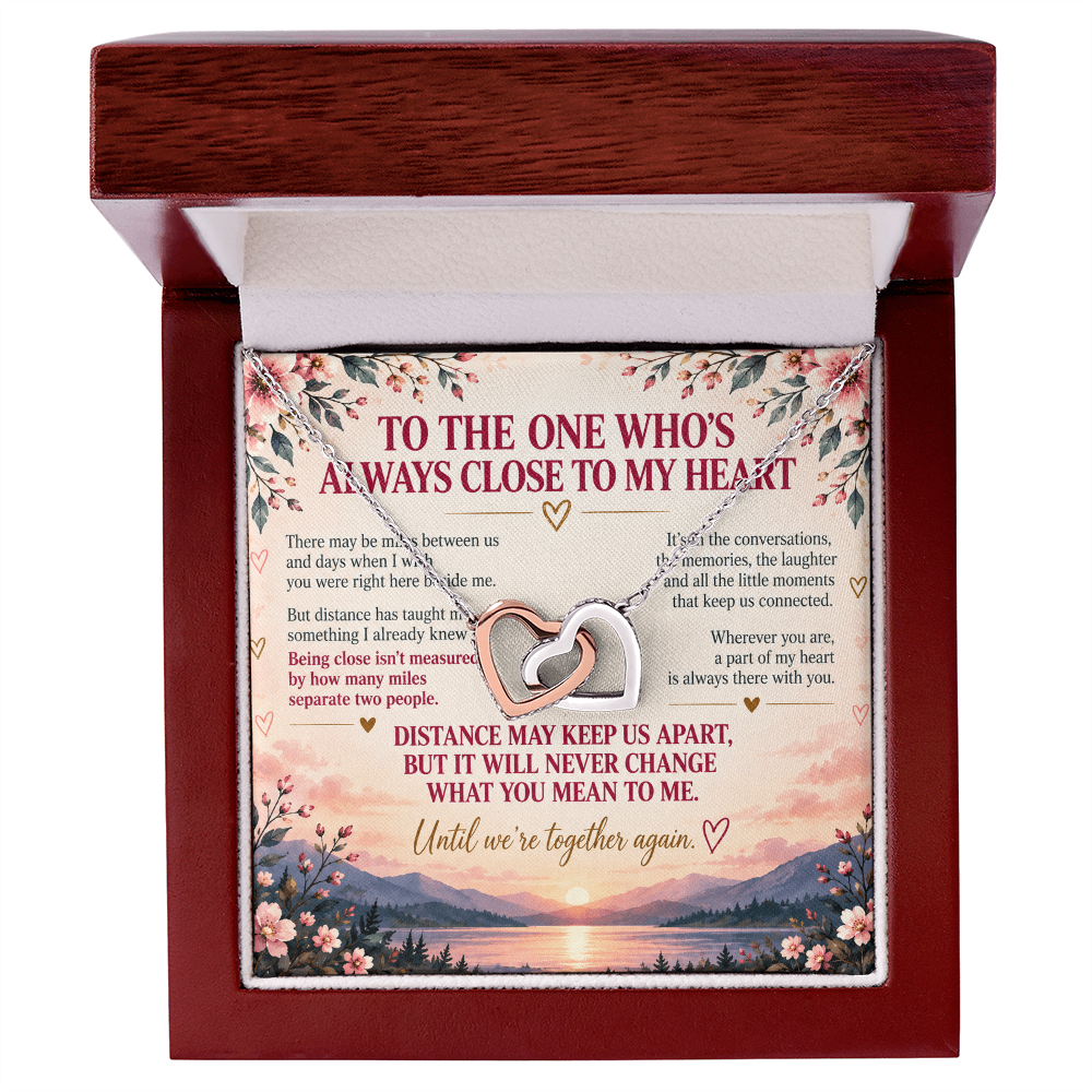 Always Close To My Heart - Long Distance Interlocking Hearts Necklace