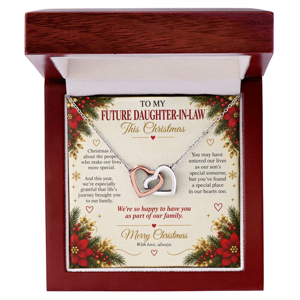 To My Future Daughter-in-Law - Christmas Interlocking Hearts Necklace
