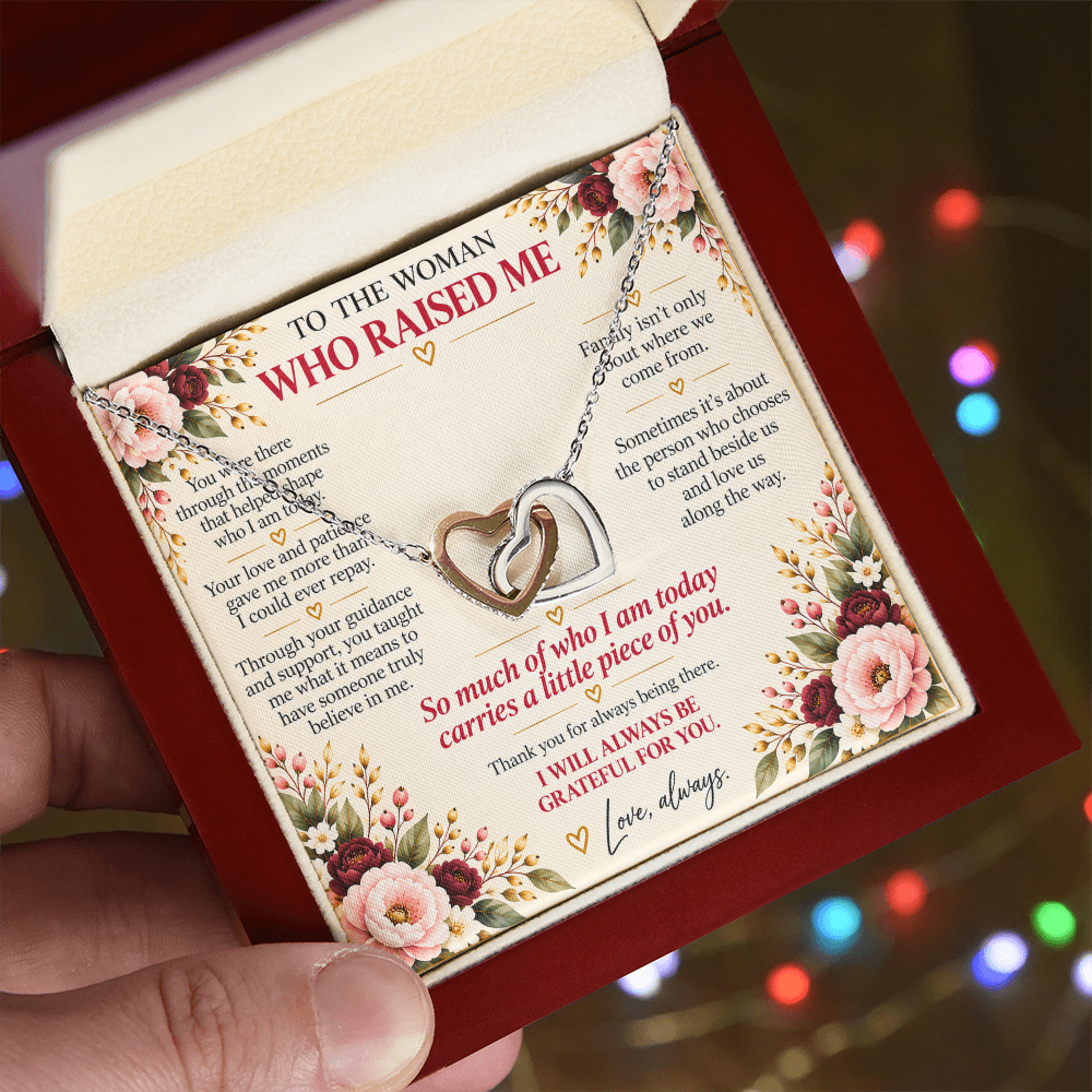 To The Woman Who Raised Me - Interlocking Hearts Necklace