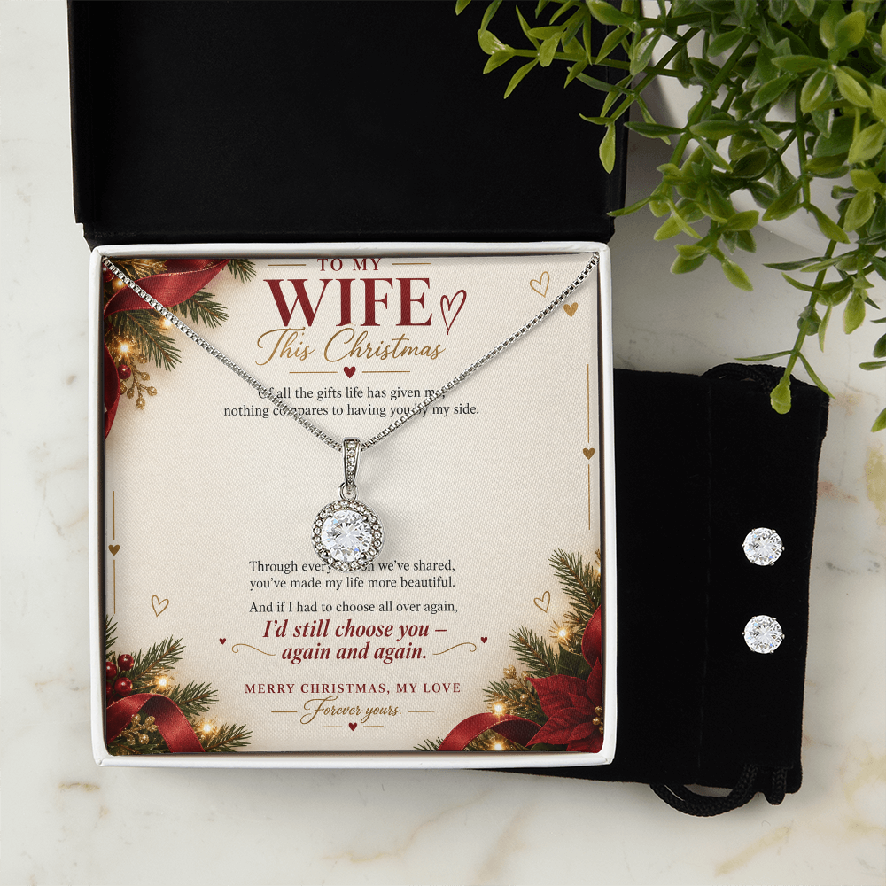 To My Wife - Christmas Eternal Hope Necklace & Earring Set