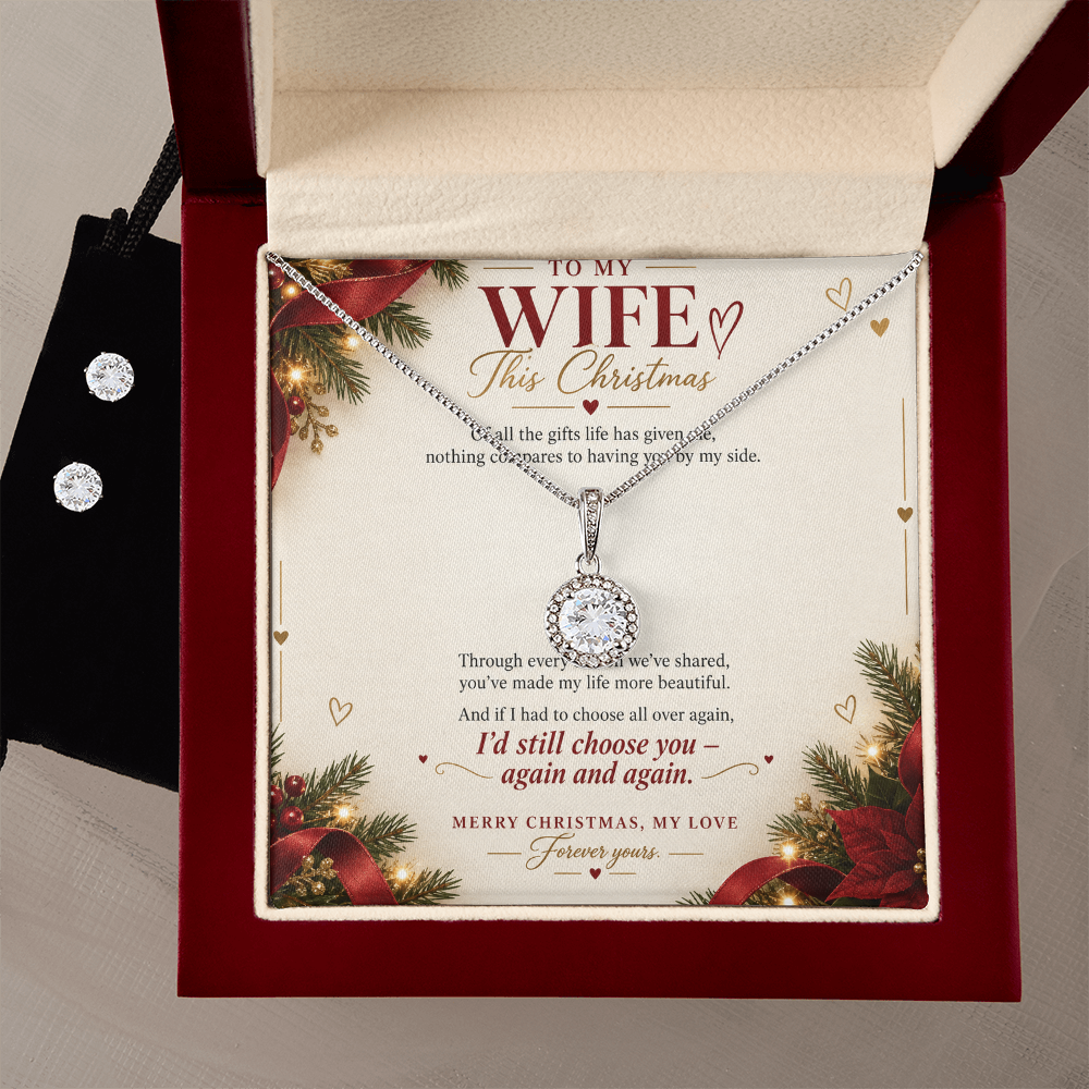 To My Wife - Christmas Eternal Hope Necklace & Earring Set